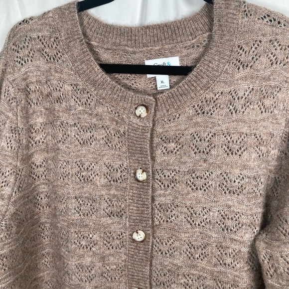 Cozy Croft & Barrow Taupe Button-Up Cardigan Sz XL - Picture 2 of 13